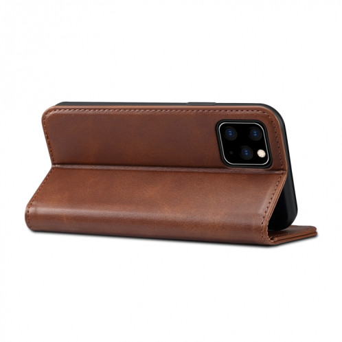 Etui à rabat horizontal en cuir texturé avec texture de veau Suteni avec fentes pour cartes et porte-cartes pour iPhone 11 Pro Max (Marron) SH003D1240-08
