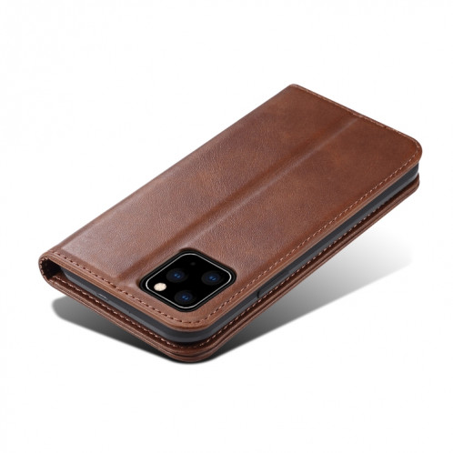 Etui à rabat horizontal en cuir texturé avec texture de veau Suteni avec fentes pour cartes et porte-cartes pour iPhone 11 Pro Max (Marron) SH003D1240-08
