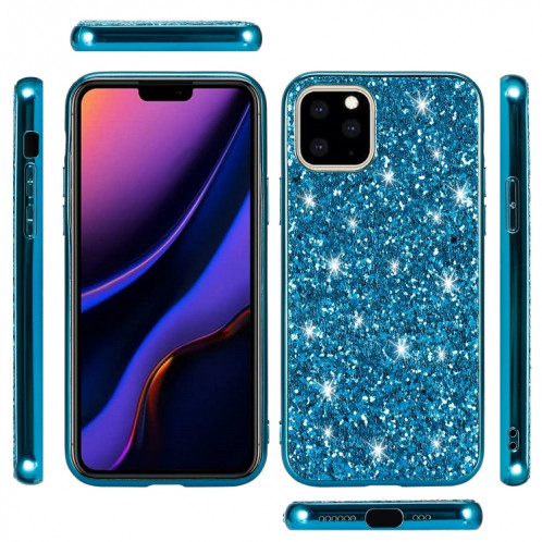 Étui de protection TPU antichoc en poudre scintillant pour iPhone 11 Pro Max (bleu) SH003D192-06