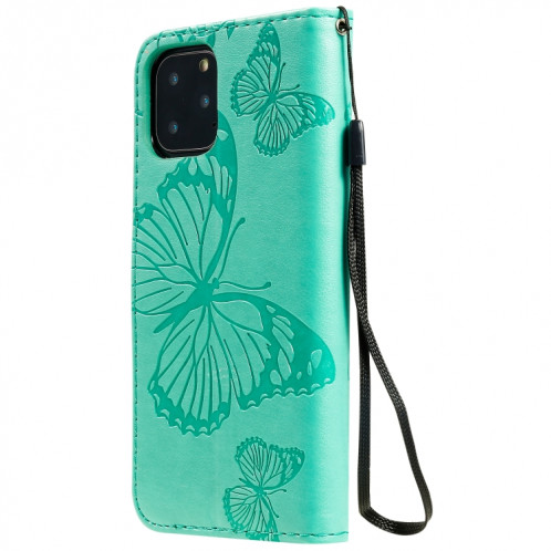 Pressé Impression papillon Motif Flip horizontal Etui en cuir PU avec titulaire et fentes pour cartes et portefeuille et lanière pour iPhone 11 Pro (Vert) SH501A1267-09