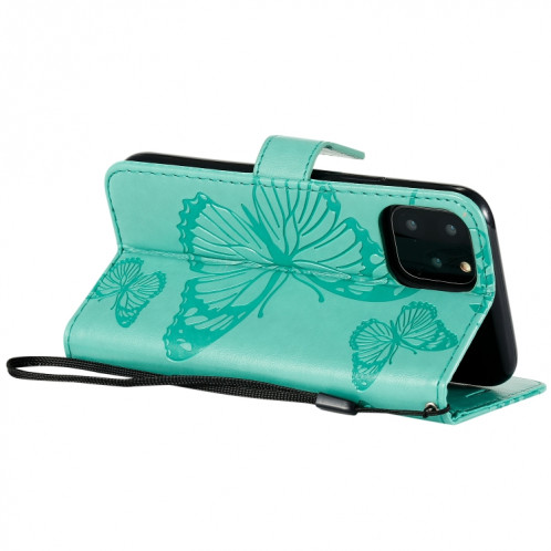 Pressé Impression papillon Motif Flip horizontal Etui en cuir PU avec titulaire et fentes pour cartes et portefeuille et lanière pour iPhone 11 Pro (Vert) SH501A1267-09