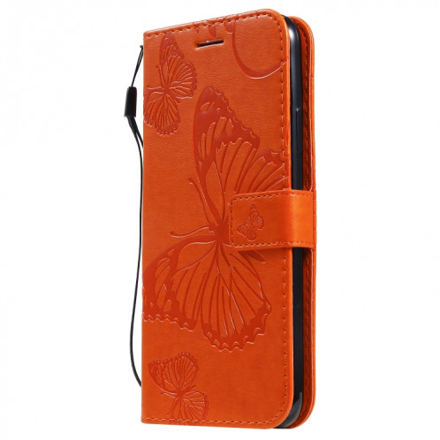 Pressé Impression papillon Motif Horizontal Flip Etui en cuir avec titulaire et fentes pour cartes et portefeuille et lanière pour iPhone 11 Pro (Orange) SH501C937-09