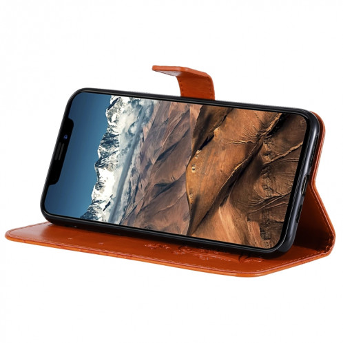 Pressé Impression papillon Motif Horizontal Flip Etui en cuir avec titulaire et fentes pour cartes et portefeuille et lanière pour iPhone 11 Pro (Orange) SH501C937-09