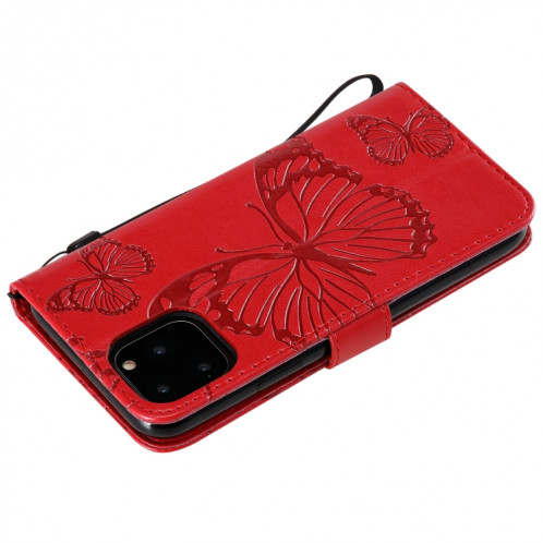 Pressé Impression papillon Motif Flip horizontal Etui en cuir PU avec titulaire et fentes pour cartes et portefeuille et lanière pour iPhone 11 Pro (Rouge) SH501D1273-09