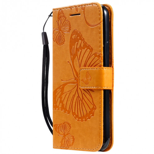 Pressé Impression papillon Motif Flip horizontal Etui en cuir PU avec titulaire et fentes pour cartes et portefeuille et lanière pour iPhone 11 Pro (Jaune) SH501F1584-09