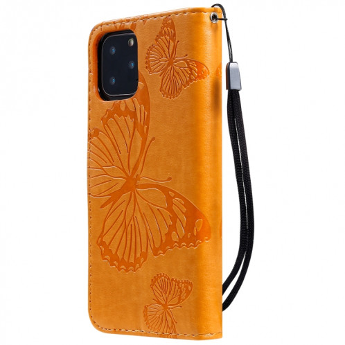 Pressé Impression papillon Motif Flip horizontal Etui en cuir PU avec titulaire et fentes pour cartes et portefeuille et lanière pour iPhone 11 Pro (Jaune) SH501F1584-09