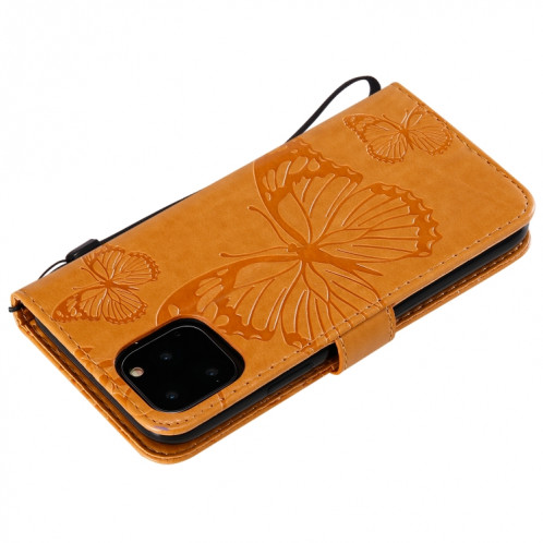 Pressé Impression papillon Motif Flip horizontal Etui en cuir PU avec titulaire et fentes pour cartes et portefeuille et lanière pour iPhone 11 Pro (Jaune) SH501F1584-09