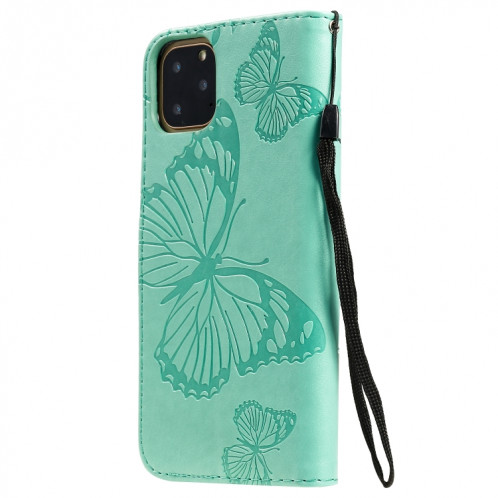 Pressé Impression papillon Motif Flip horizontale Housse en cuir PU avec titulaire et fentes pour cartes et portefeuille et lanière pour iPhone 11 Pro Max (Vert) SH503A48-09