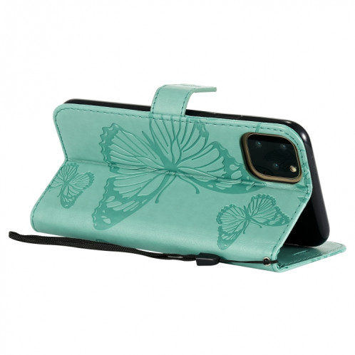 Pressé Impression papillon Motif Flip horizontale Housse en cuir PU avec titulaire et fentes pour cartes et portefeuille et lanière pour iPhone 11 Pro Max (Vert) SH503A48-09