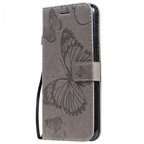 Pressé Impression papillon Motif Flip horizontale Housse en cuir avec titulaire et fentes pour cartes et portefeuille et lanière pour iPhone 11 Pro Max (Gris) SH503B188-09