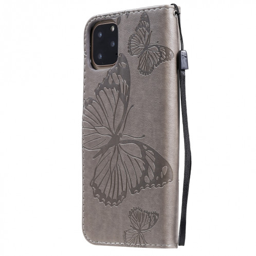 Pressé Impression papillon Motif Flip horizontale Housse en cuir avec titulaire et fentes pour cartes et portefeuille et lanière pour iPhone 11 Pro Max (Gris) SH503B188-09