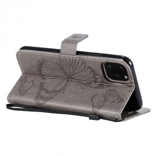 Pressé Impression papillon Motif Flip horizontale Housse en cuir avec titulaire et fentes pour cartes et portefeuille et lanière pour iPhone 11 Pro Max (Gris) SH503B188-09