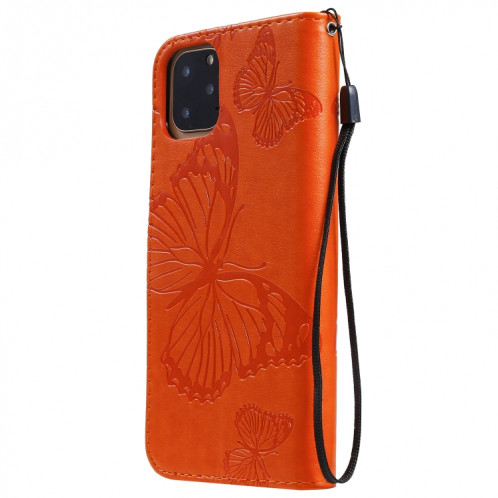 Pressé Impression papillon Motif Horizontal Flip Etui en cuir avec titulaire et fentes pour cartes et portefeuille et lanière pour iPhone 11 Pro Max (Orange) SH503C1309-09