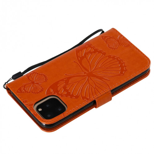 Pressé Impression papillon Motif Horizontal Flip Etui en cuir avec titulaire et fentes pour cartes et portefeuille et lanière pour iPhone 11 Pro Max (Orange) SH503C1309-09