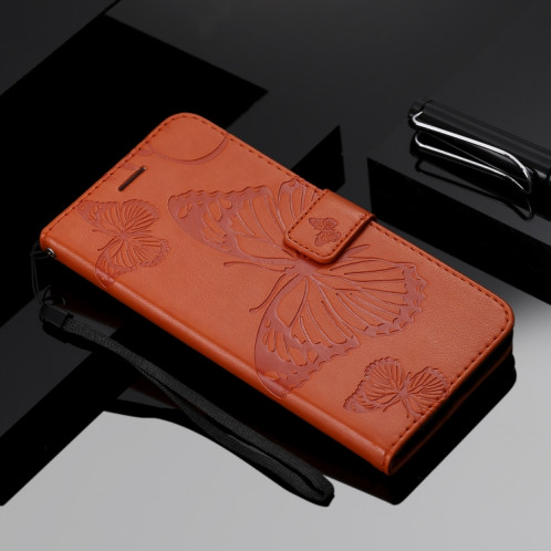 Pressé Impression papillon Motif Horizontal Flip Etui en cuir avec titulaire et fentes pour cartes et portefeuille et lanière pour iPhone 11 Pro Max (Orange) SH503C1309-09