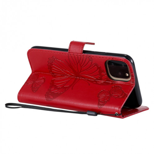 Pressé Impression papillon Motif Flip horizontale Housse en cuir PU avec titulaire et fentes pour cartes et portefeuille et lanière pour iPhone 11 Pro Max (Rouge) SH503D278-09