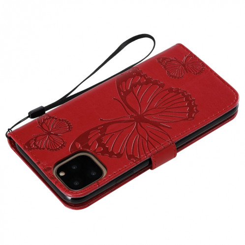 Pressé Impression papillon Motif Flip horizontale Housse en cuir PU avec titulaire et fentes pour cartes et portefeuille et lanière pour iPhone 11 Pro Max (Rouge) SH503D278-09