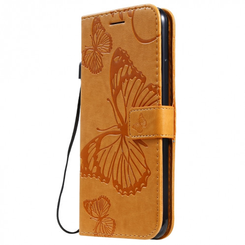 Pressé Impression papillon Motif Flip horizontal Etui en cuir PU avec titulaire et fentes pour cartes et portefeuille et lanière pour iPhone 11 Pro Max (Jaune) SH503F591-09