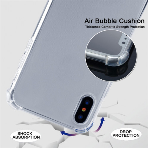 Trasparent TPU Étui de protection pour téléphone portable à quatre coins avec lanière pour iPhone 11 Pro Max (Blanc) SH303C103-08