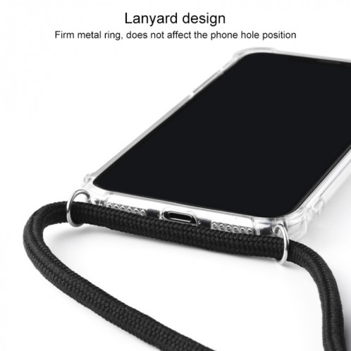 Coque en TPU Trasparent TPU à quatre coins et anti-chute avec cordon pour iPhone 11 Pro Max (Vert Beige Noir) SH303I658-08