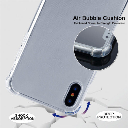 Coque pour téléphone portable TPU Trasparent à quatre coins et anti-chute avec cordon pour iPhone 11 Pro Max (bleu foncé) SH303M282-08