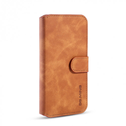 Etui à rabat horizontal côté huile DG.MING avec support, fentes pour cartes et portefeuille pour iPhone 11 Pro Max (Marron) SD903B151-07