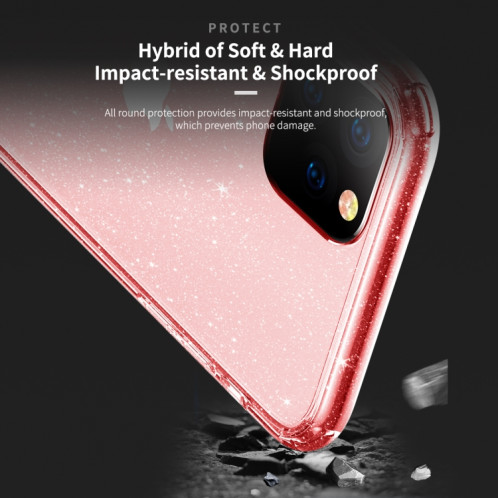 ROCK Shiny Series Coque de protection antichoc TPU + PC pour iPhone 11 Pro Max (rose transparent) SR003B52-07