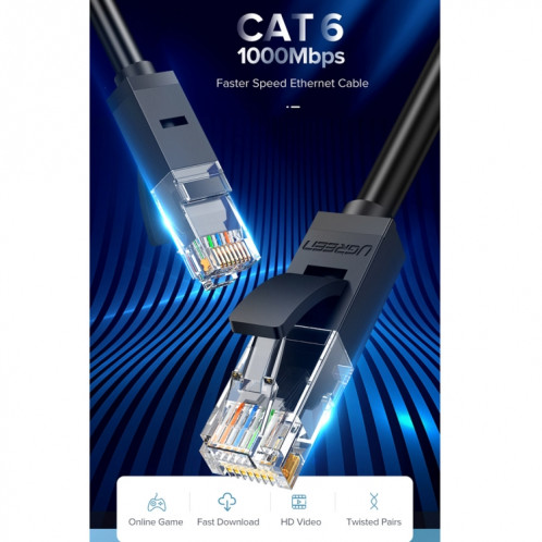 UGREEN NW102 Cat6 RJ45 câble Ethernet rond à paire torsadée Gigabit domestique, longueur: 5 m SU81041250-08
