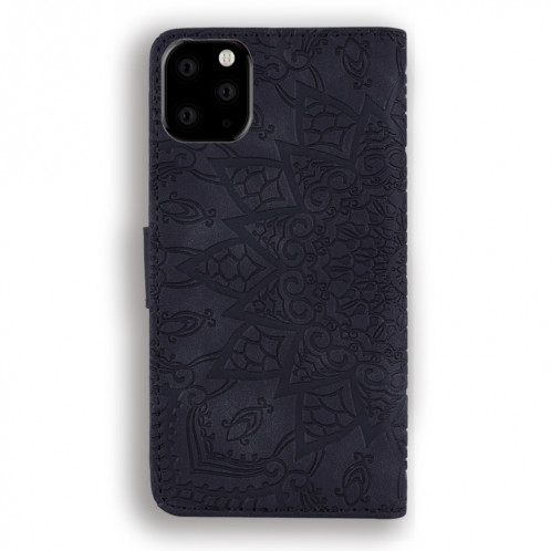 Étui en cuir estampé à double rabat avec motif pour mollet et fentes pour cartes de visite / portefeuille pour iPhone 11 Pro (5.8 pouces) (Noir) SH507A1750-07