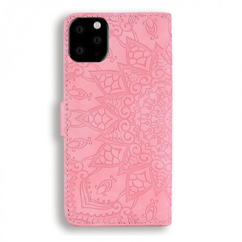 Étui en cuir estampé à double rabat avec motif de mollet et fentes pour portefeuille et porte-cartes pour iPhone 11 Pro (5.8 pouces) (Rose) SH507D1188-07