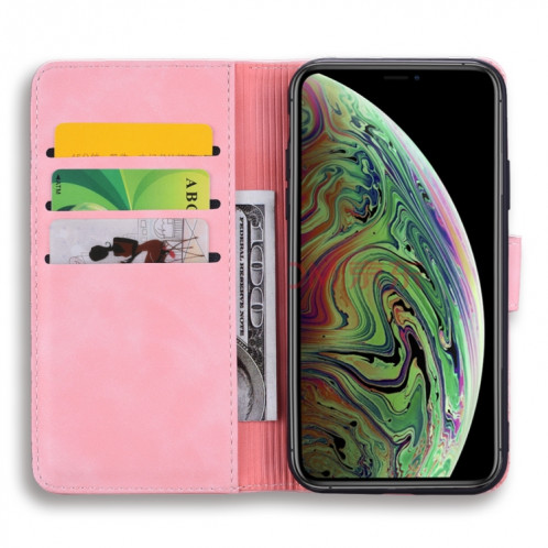 Étui en cuir estampé à double rabat avec motif de mollet et fentes pour portefeuille et porte-cartes pour iPhone 11 Pro (5.8 pouces) (Rose) SH507D1188-07