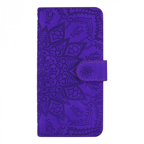 Étui en cuir estampé à double rabat avec motif pour mollet et fentes pour cartes de visite / portefeuille pour iPhone 11 Pro (5.8 pouces) (Violet) SH507E1953-07