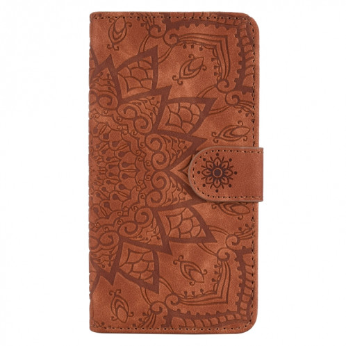 Étui en cuir estampé à double rabat avec motif de mollet et fentes pour portefeuille et porte-cartes pour iPhone 11 Pro Max (6.5 pouces) (Marron) SH508B877-08