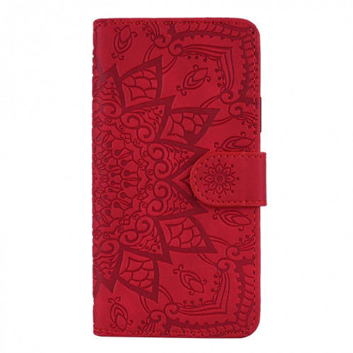 Étui en cuir estampé à double rabat avec motif de mollet et fentes pour portefeuille et porte-cartes pour iPhone 11 Pro Max (6.5 pouces) (Rouge) SH508C1711-08