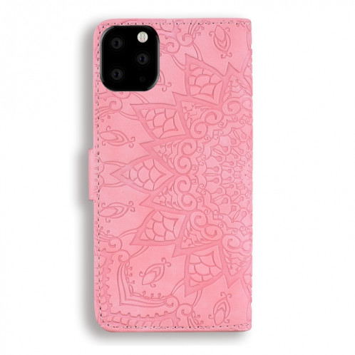 Étui en cuir estampé à double rabat avec motif de mollet et fentes pour portefeuille et porte-cartes pour iPhone 11 Pro Max (6.5 pouces) (Rose) SH508D1071-08