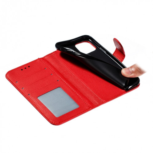 Étui en cuir à rabat horizontal avec motif de plume et texture litchi avec emplacements pour portefeuille et porte-cartes pour iPhone 11 Pro (rouge) SH803A1237-011