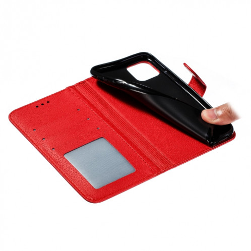 Étui en cuir à rabat horizontal avec motif de plume et texture litchi avec fentes pour portefeuille et porte-cartes pour iPhone 11 Pro Max (rouge) SH805A1956-011