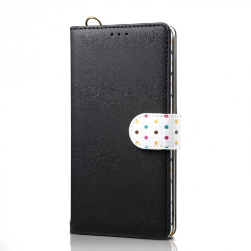 Étui à rabat horizontal en cuir avec emplacements pour cartes, porte-monnaie et lanière pour iPhone 11 Pro (noir) SH601A284-06