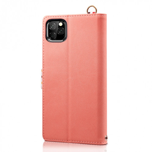 Etui à rabat horizontal en cuir avec fentes pour cartes, porte-monnaie et lanière pour iPhone 11 Pro (rose) SH601B474-06