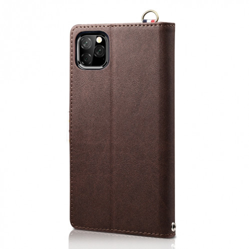 Etui à rabat horizontal en cuir avec fentes pour cartes, porte-monnaie et lanière pour iPhone 11 Pro (Marron) SH601C807-06