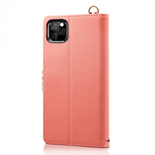 Etui à rabat horizontal en cuir avec fentes pour cartes, porte-monnaie et lanière pour iPhone 11 Pro Max (rose) SH602B989-06