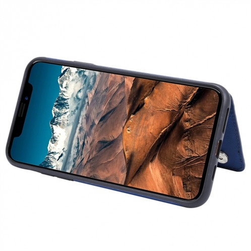 Pour iPhone 11 Pro Max Arbre à chat gaufrage, étui de protection antichoc avec fentes pour cartes et cadre photo (bleu) SH011C1168-07