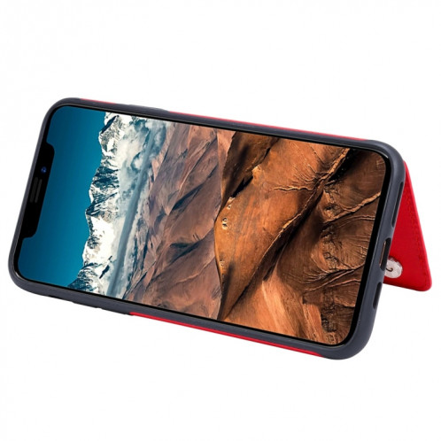 Pour iPhone 11 Pro Max Arbre à chat gaufrage, étui de protection antichoc avec fentes pour cartes et cadre photo (rouge) SH011E424-07