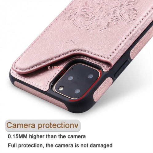 Pour iPhone 11 Pro Max Arbre à chat gaufrage Motif antichoc Etui de protection avec fentes pour cartes et cadre photo (Or rose) SH011F640-07