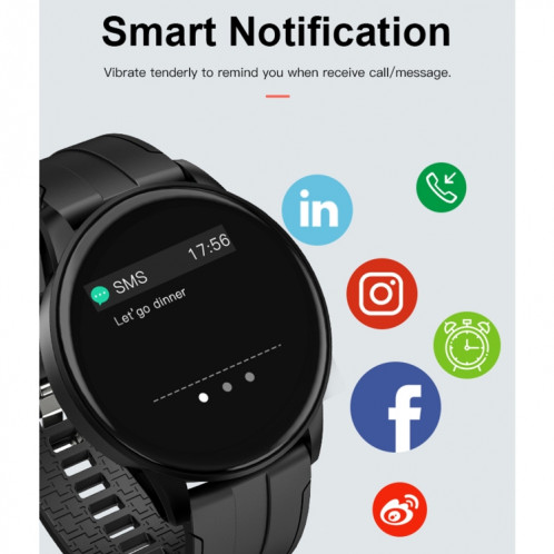 B7 Montre intelligente à écran couleur de 0,96 pouces, moniteur de sommeil de soutien / moniteur de fréquence cardiaque / tensiomètre (noir) SH801B595-012