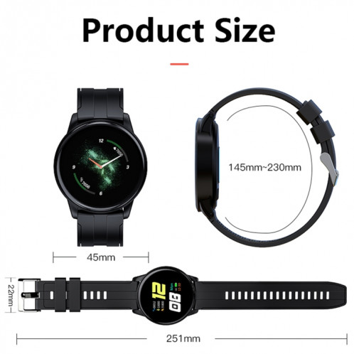 B7 Montre intelligente à écran couleur de 0,96 pouces, moniteur de sommeil de soutien / moniteur de fréquence cardiaque / tensiomètre (noir) SH801B595-012