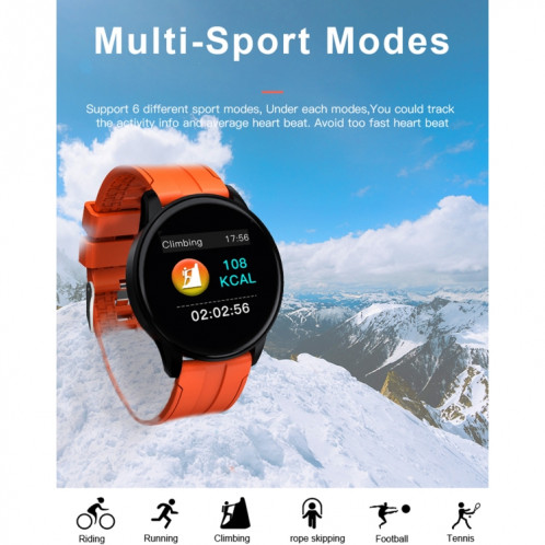 Montre intelligente à écran couleur B7 de 0,96 pouces, moniteur de sommeil de soutien / moniteur de fréquence cardiaque / tensiomètre (orange) SH801A393-012