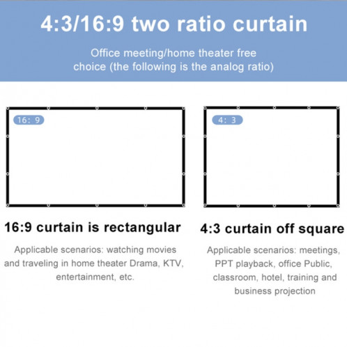 Rideau de film de projecteur en polyester de soie de lait pliable, taille : 60 pouces (16:9) zone de projection : 133 x 75 cm SH60011772-011