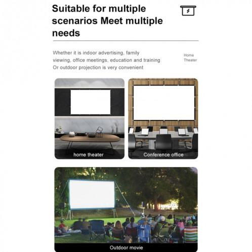 Rideau de film de projecteur en polyester de soie de lait pliable, taille : 72 pouces (4:3) zone de projection : 146 x 110 cm SH6004259-011