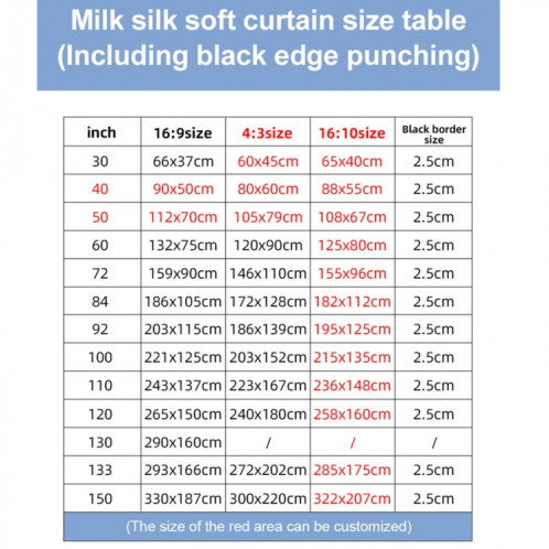 Rideau de film de projecteur en polyester de soie de lait pliable, taille : 84 pouces (16:9) zone de projection : 186 x 105 cm SH6005123-012